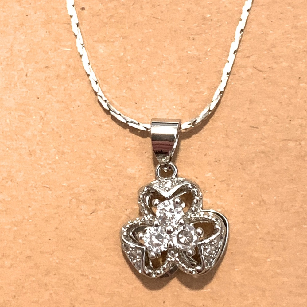 Copper Collection Silver Tone and Crystal Necklace